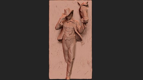 Western Hero Cowboy with Horse 3D Print model