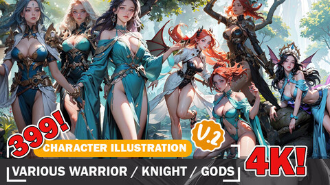 399 Fantasy Warrior Knights and Gods Beauties Character Reference and Designs Reference Art V2 4K