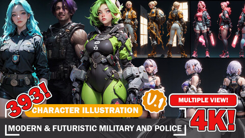 393 Various Anime Modern and Futuristic Military and Police Multiple View Diverse Outfit Character Design Reference Art V1 4K