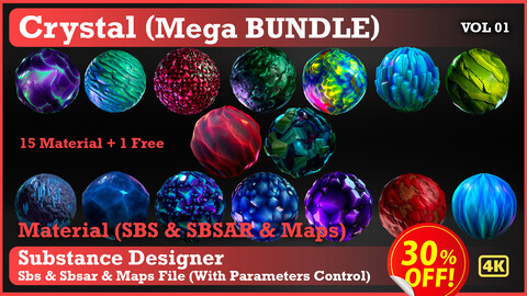 Crystal Materials (Mega Bundle-16 Material) - SBS & SBsar & Maps - VOL 01