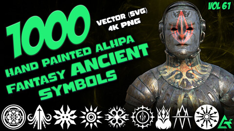 1000 Hand Painted Alpha Fantasy Ancient Symbols (MEGA Pack) - Vol 61