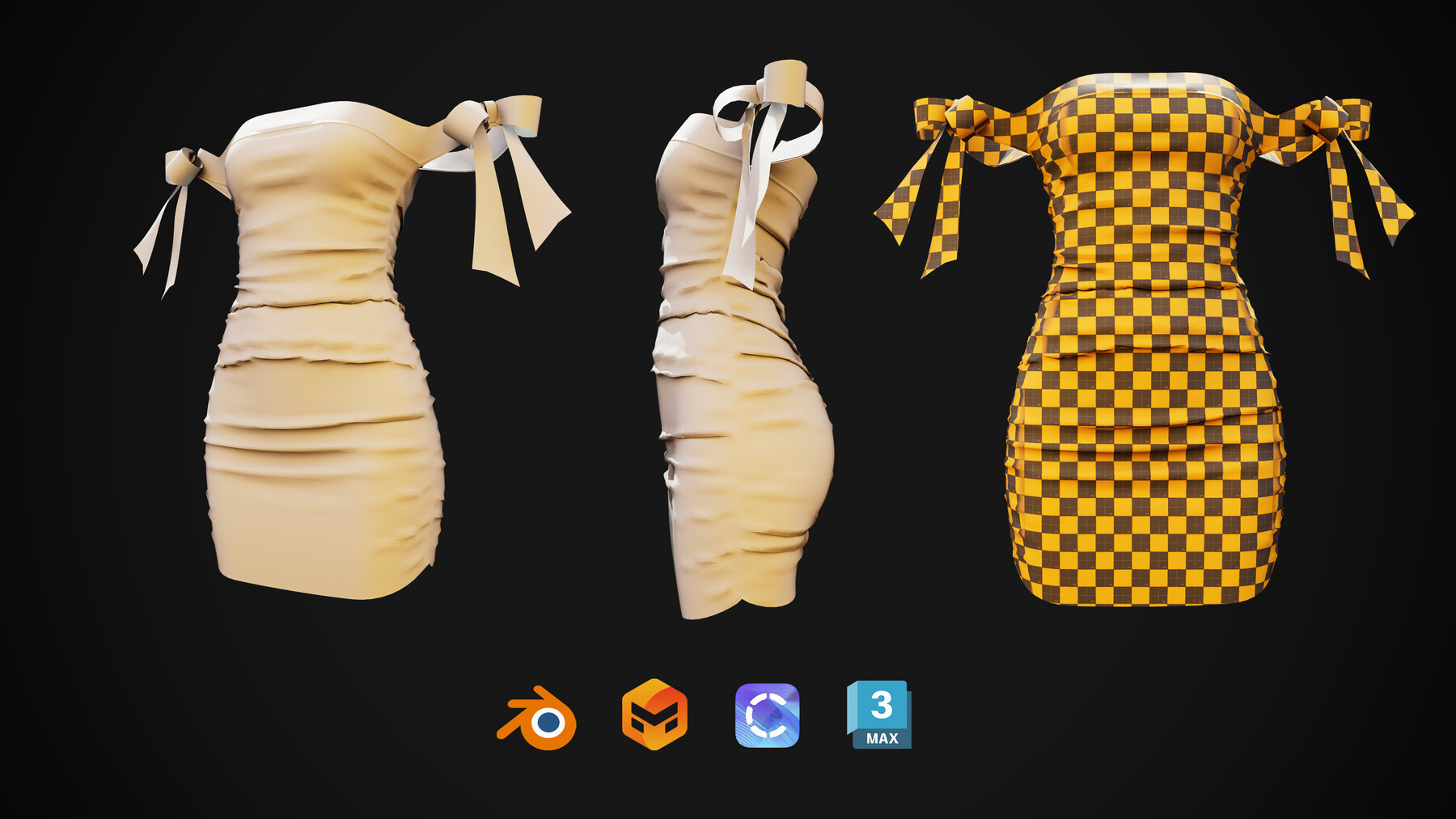 Artstation 5 Mini Dress Retopo Objfbxzprjsppblnd3dsmax Game Assets 5043