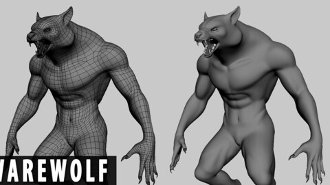 Werewolf Basemesh - Topology + UV map