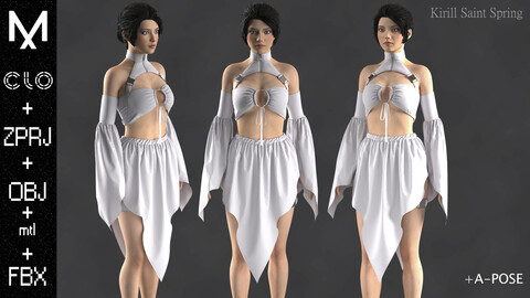 OUTFIT FEMALE  Marvelous designer/Clo3d OBJ mtl FBX ZPRJ +A-POSE