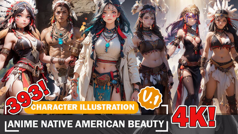 393 Various Anime Native American Beauty Diverse Outfit Character Design Reference Art V1 4K