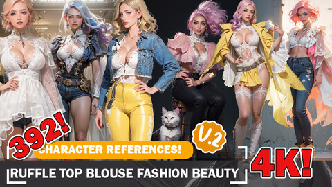 392 Ruffle Top Blouse Fashion Beauty Character References and Designs Reference Art V2 4K