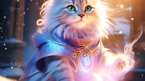 Cryomancer Cat: A Frosty Enchantment