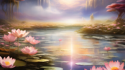 Glowing Lotus Marshlands: A Tapestry of Radiant Enchantment