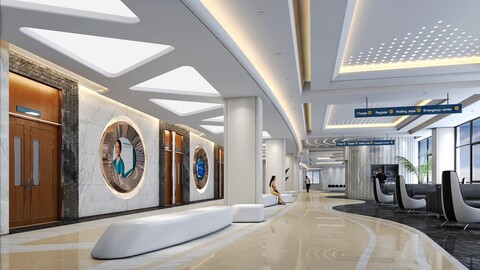 Hospital Reception . Corridor lobby hall