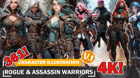 361 Various Anime Fantasy Rogue Assassin Diverse Outfit Character Design Reference Art V1 4K