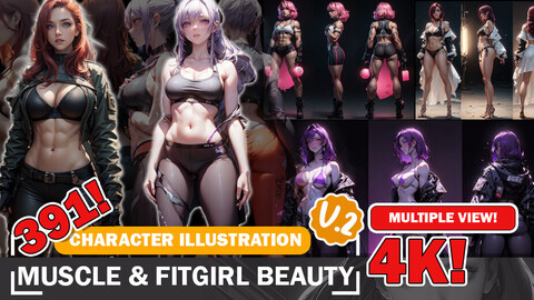 391 Muscle and Fitgirl Character Inspirations | Art V2 Design Reference and Character References V2 4K