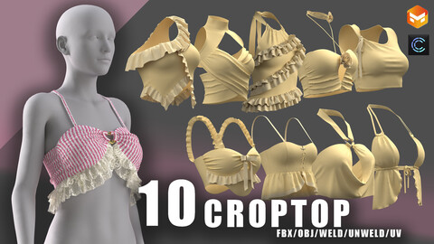 10 croptops/clo3d/marvelous