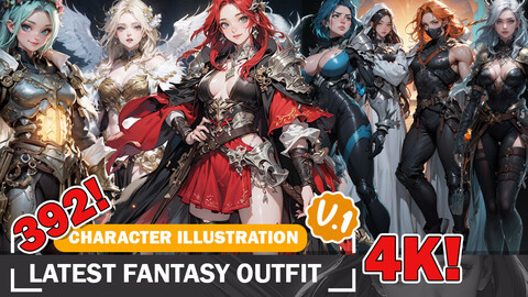 392 Various Anime Latest Fantasy Outfit Diverse Outfit Character Design Reference Art V1 4K