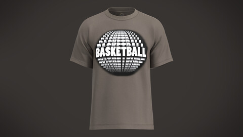 Mens Basic t-shirt with chest print based on basketball