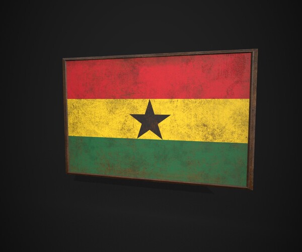 ArtStation - Old Picture Frame With Ghana Flag - Game Ready PBR Low ...