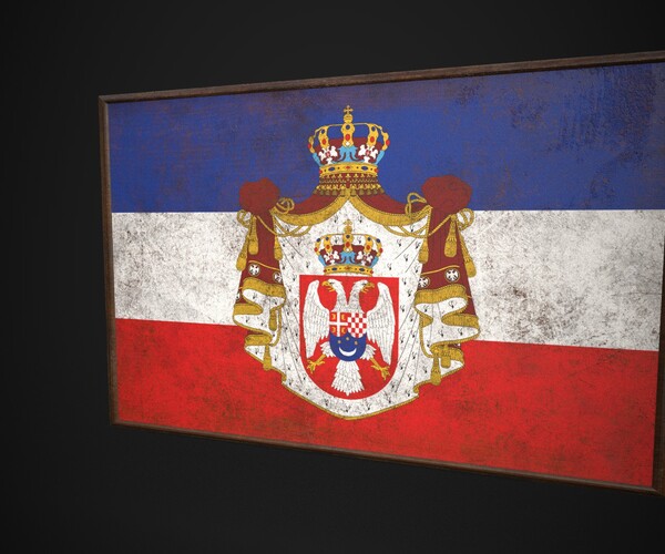 ArtStation - Old Picture Frame With Kingdom of SerbiaYugoslavia Flag ...