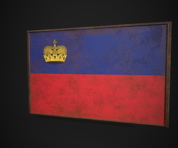 ArtStation - Old Picture Frame With Liechtenstein Flag - Game Ready PBR ...