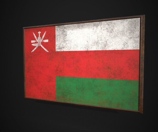 Artstation - Old Picture Frame With Oman Flag - Game Ready Pbr Low-poly 