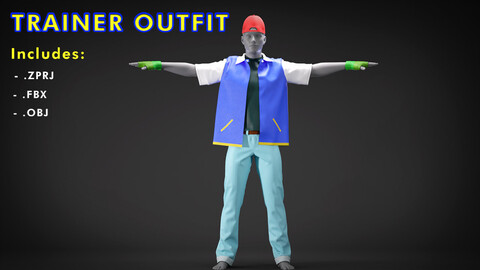 Basic Trainer Outfit (ZPRJ + .FBX + .OBJ + Marvelous Designer + Clo3D)