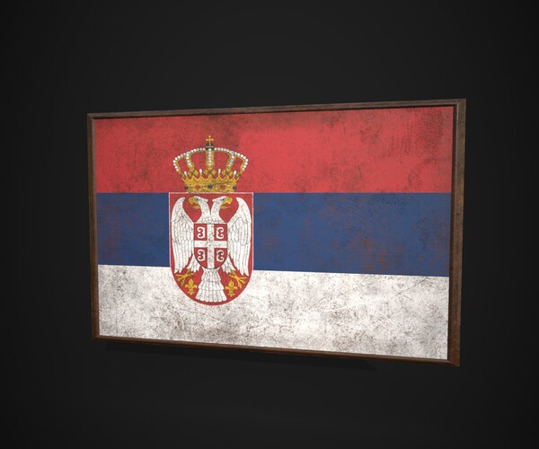 Artstation - Old Picture Frame With Serbia Flag - Game Ready Pbr Low 