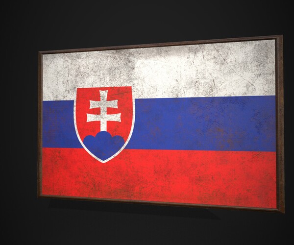 ArtStation - Old Picture Frame With Slovakia Flag - Game Ready PBR Low ...