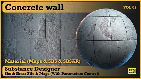 Concrete Wall - VOL 02 - Maps & SBS & Sbsar