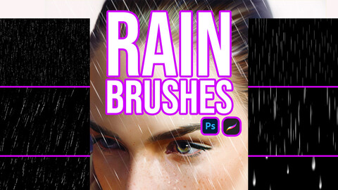 Rain Brushes for Photoshop and Procreate