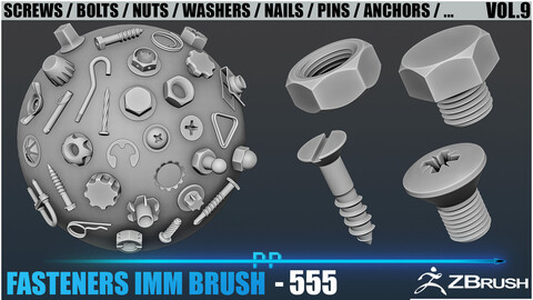 555 Fasteners / IMM Brush / Clean Topology / High Detail / VOL .9