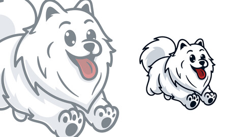 Samoyed Dog Running Cartoon