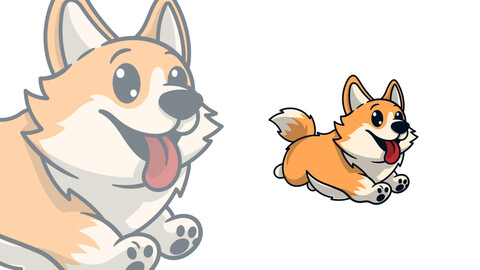 Corgi Dog Running Cartoon