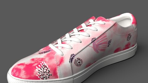 Kenneth Cole Floral Kam Sneaker White Pink Low-poly