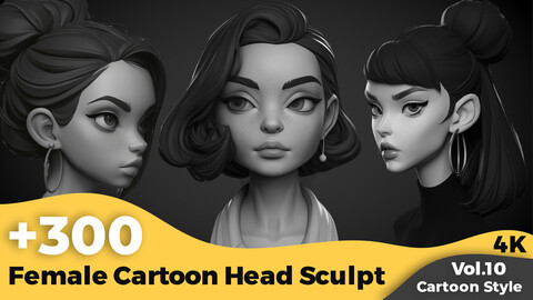 +300 Female Cartoon Head Sculpt Reference(4k)