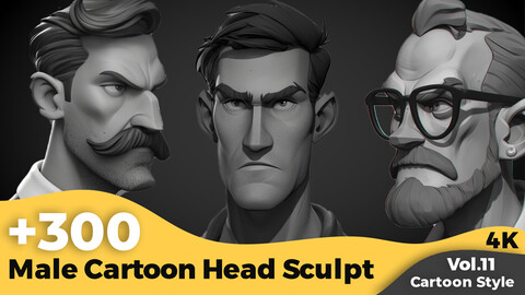 +300 Male Cartoon Head Sculpt Reference(4k)