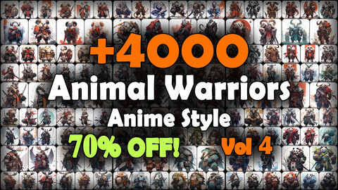 4000 Anime Animal Warriors (Full Body) Reference Pack | MEGA Bundle | 4K | v.4