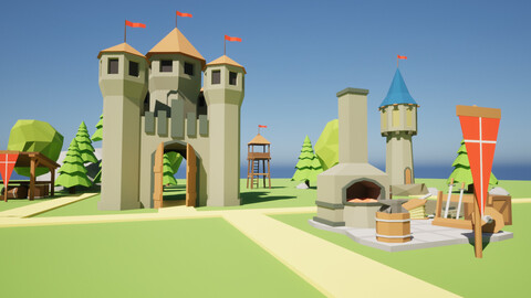 Low Poly Art Medieval Buildings Pack