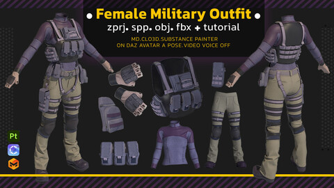 Female 3D Military Outfit