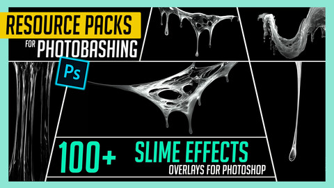 PHOTOBASH 100+ Slime Overlay Effects Resource Pack Photos for Photobashing in Photoshop