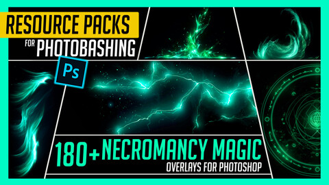 PHOTOBASH 180+ Necromancy Magic Overlay Effects Resource Pack Photos for Photobashing in Photoshop