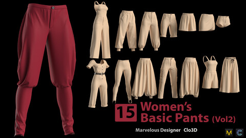 15 Women's Basic Pants + Zprj +Obj + Fbx