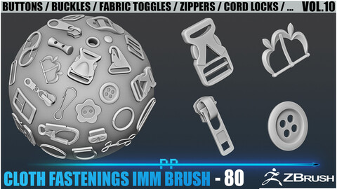 80 Cloth Fastenings / IMM Brush / Clean Topology / High Detail / VOL .10