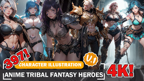 397 Various Anime Tribal Fantasy Heroes Diverse Outfit Character Design Reference Art V1 4K