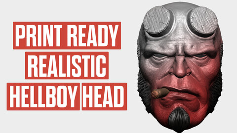 PRINT READY REALISTIC HELLBOY HEAD