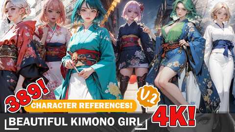 389 Beautiful Kimono Girl Fashion Diverse Outfit Character Design Reference Art V2 4K