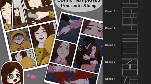 Procreate Brushset Stamp Comic Templates Webcomic