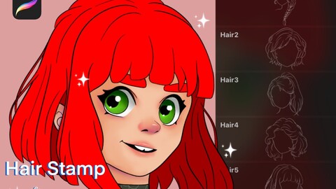 5 Procreate Stamps Hair Style Shapes