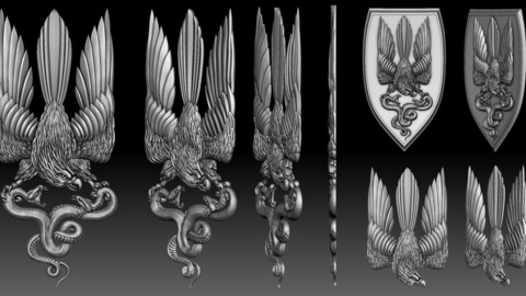 Falcon and snake - bas-relief for CNC router or 3D printer