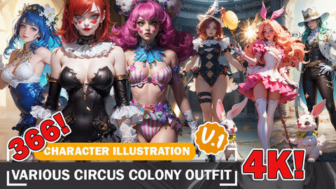 366 Anime Circus Colony Characters Trendy Diverse Outfit Character Design Reference Art V1 4K