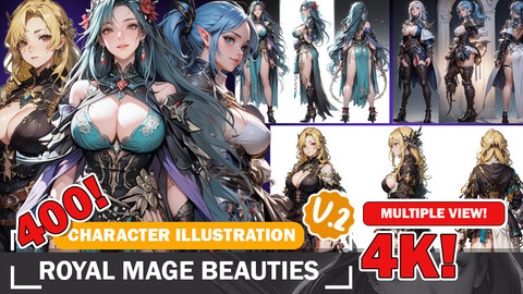 400 Royal Fantasy Mages Diverse style - Character References and Designs Reference Art V2 4K