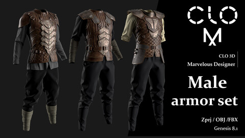 Male armor set / Marvelous Designer/Clo3D project file + OBJ, FBX