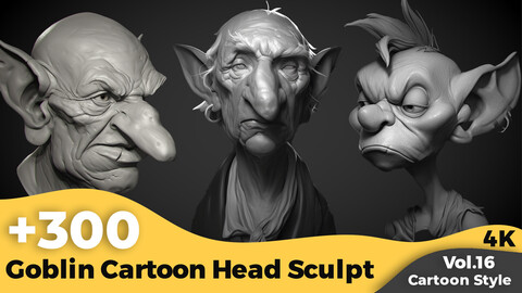 +300 Goblin Cartoon Head Sculpt Reference(4k)